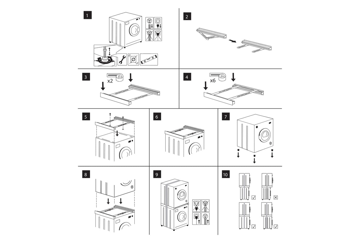 Superior Electronics Tower Slim – Kit di Sovrapposizione Lavatrice Asciugatrice - Supporto Universale Salvaspazio - Facile Installazione - SUPSLW002