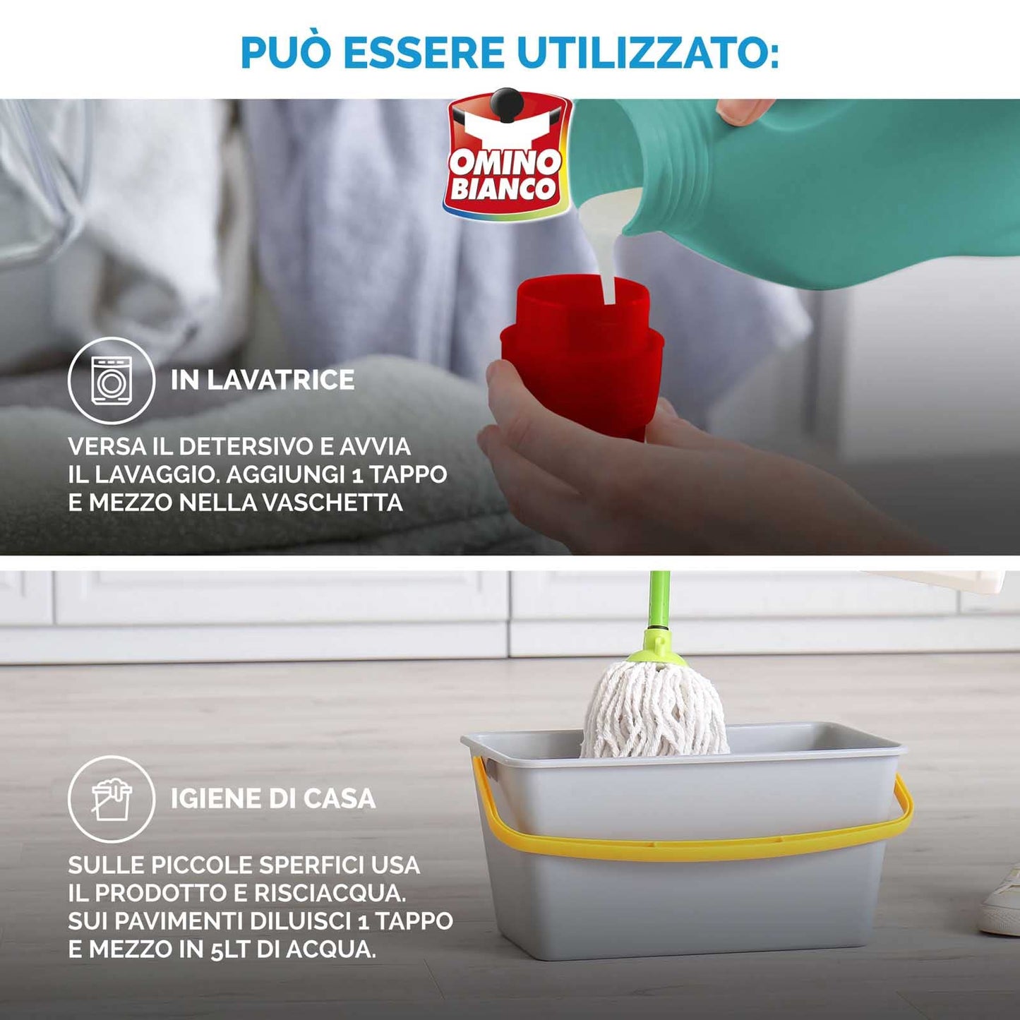 Omino Bianco - Candeggina Delicata, Tecnologia Anti Odor, Azione Igienizzante e Smacchiante, Essenza Muschio Bianco, 1500 ml x 4 Pezzi