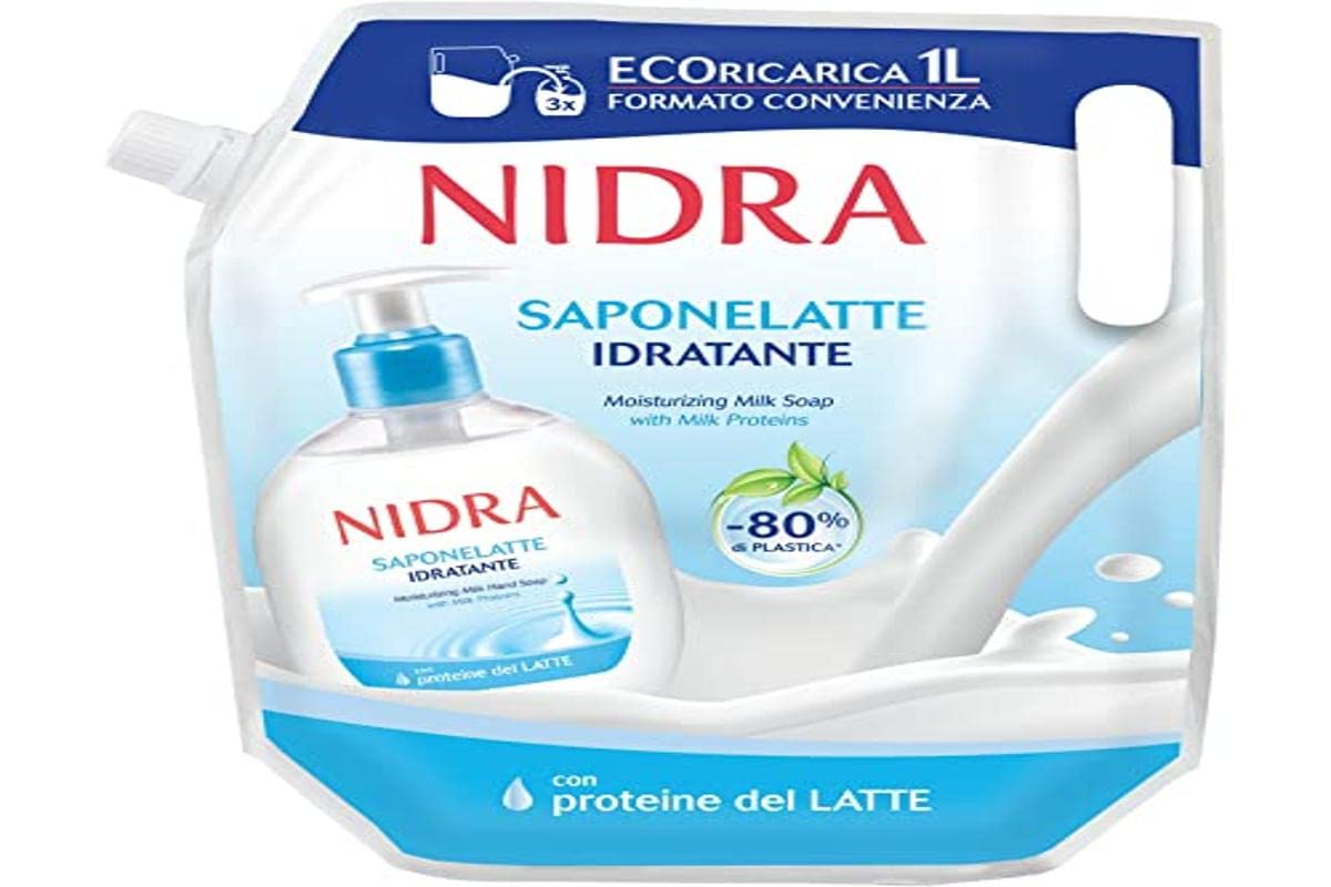 Nidra Portasapone liquido idratante ecologico, ricarica da 1 L, 1 L, 1 L (confezione da 1)