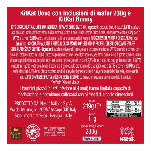 KITKAT Uovo di Pasqua 2025 Cioccolato al Latte con Sorpresa e 1 KitKat Bunny 240g