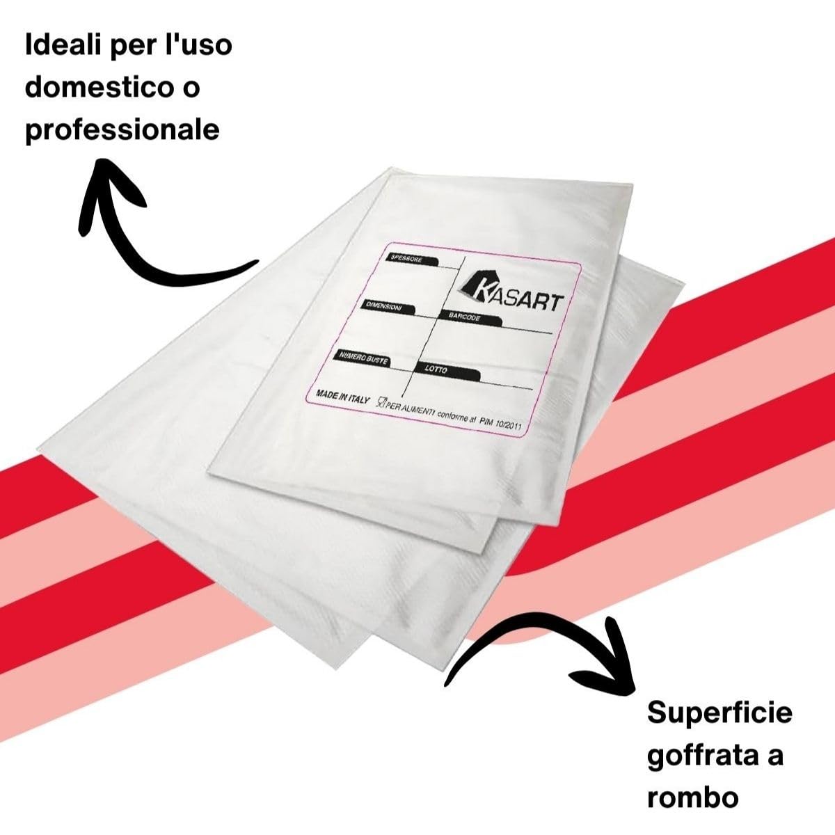 Sacchetti Pretagliati Goffratura A Rombo 20 X 30 - Confezione 100 Pezzi