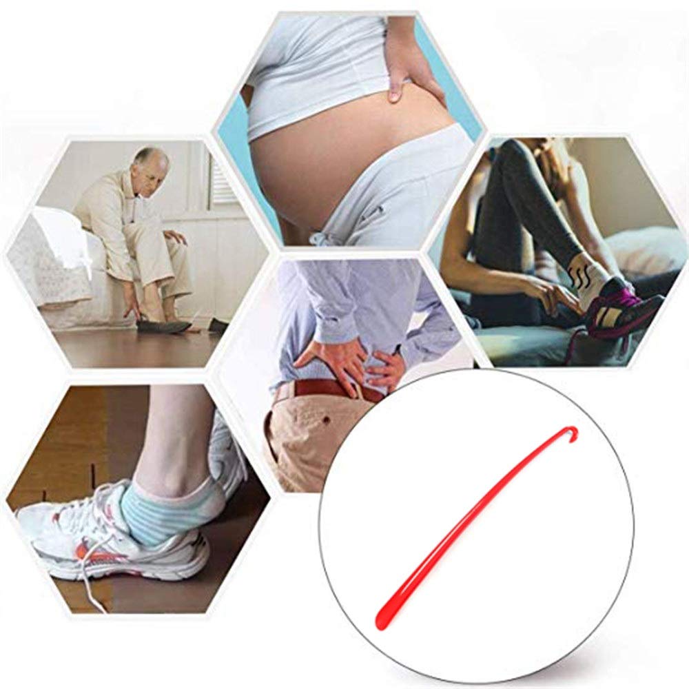 Calzascarpe Tronchetto per Scarpe con Manico Lungo con Disegno Calzascarpe Lungo con Gancio per Uomo, Donna, Bambino, Stivali e Tutte Le Scarp (Colore : Rosso, Dimensione : 82cm)