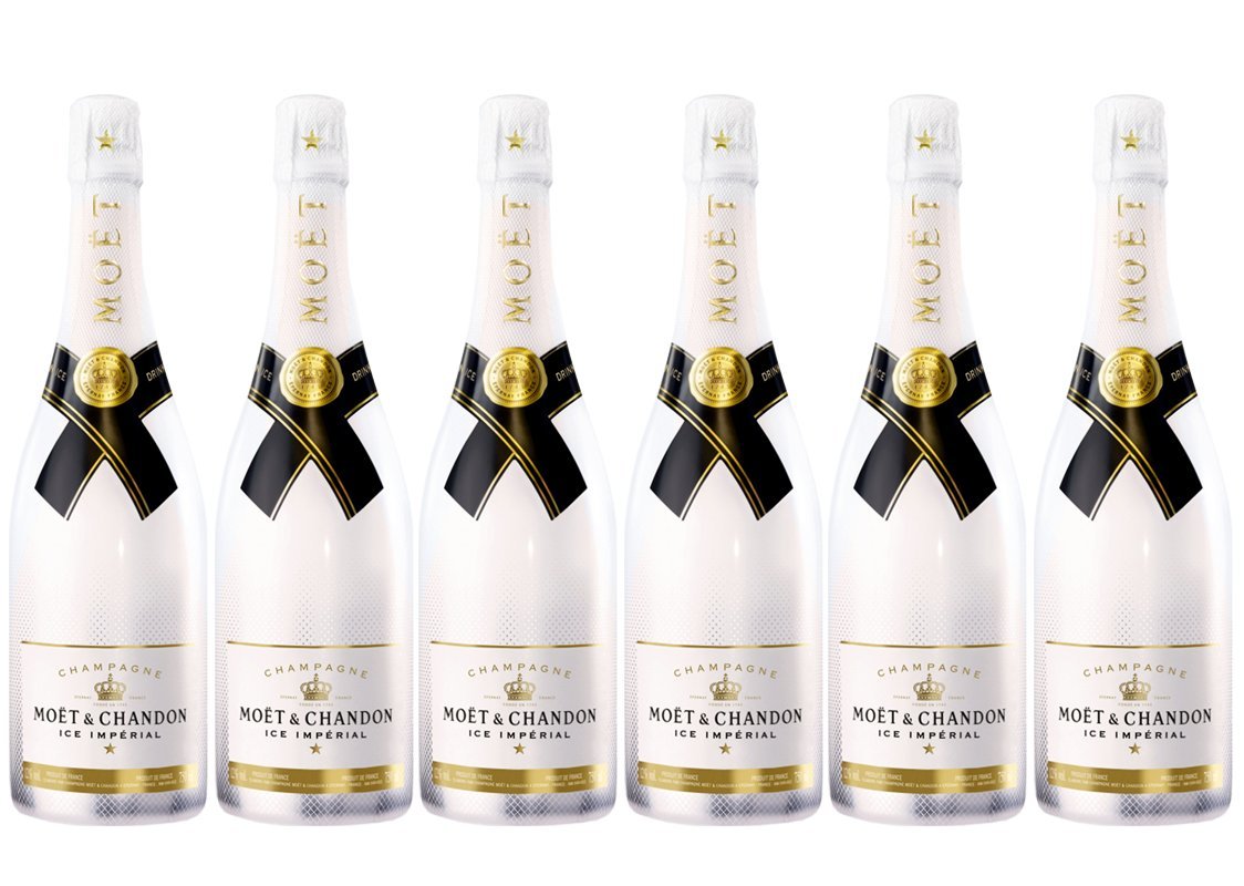 Moët & Chandon Champagne Ice Impérial Blanc - Moët & Chandon - Varietà di uve Pinot Meunier, Pinot Nero, Chardonnay - Set di 6, 750 millilitri