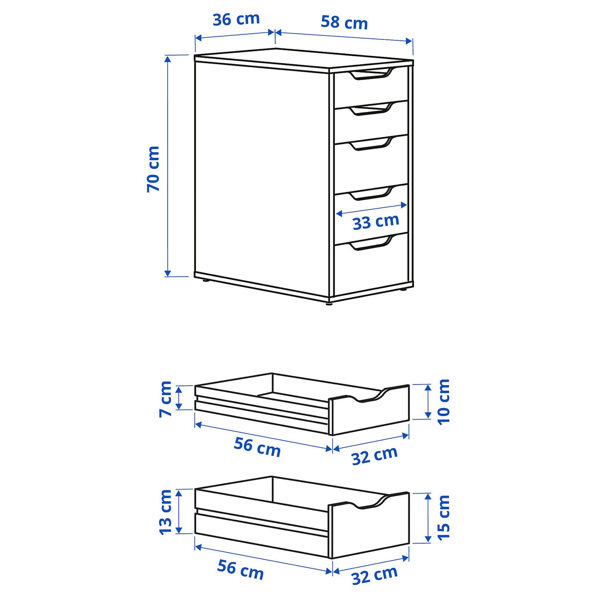 Ikea Alex - Cassettiera (36 x 70 cm), colore: Bianco