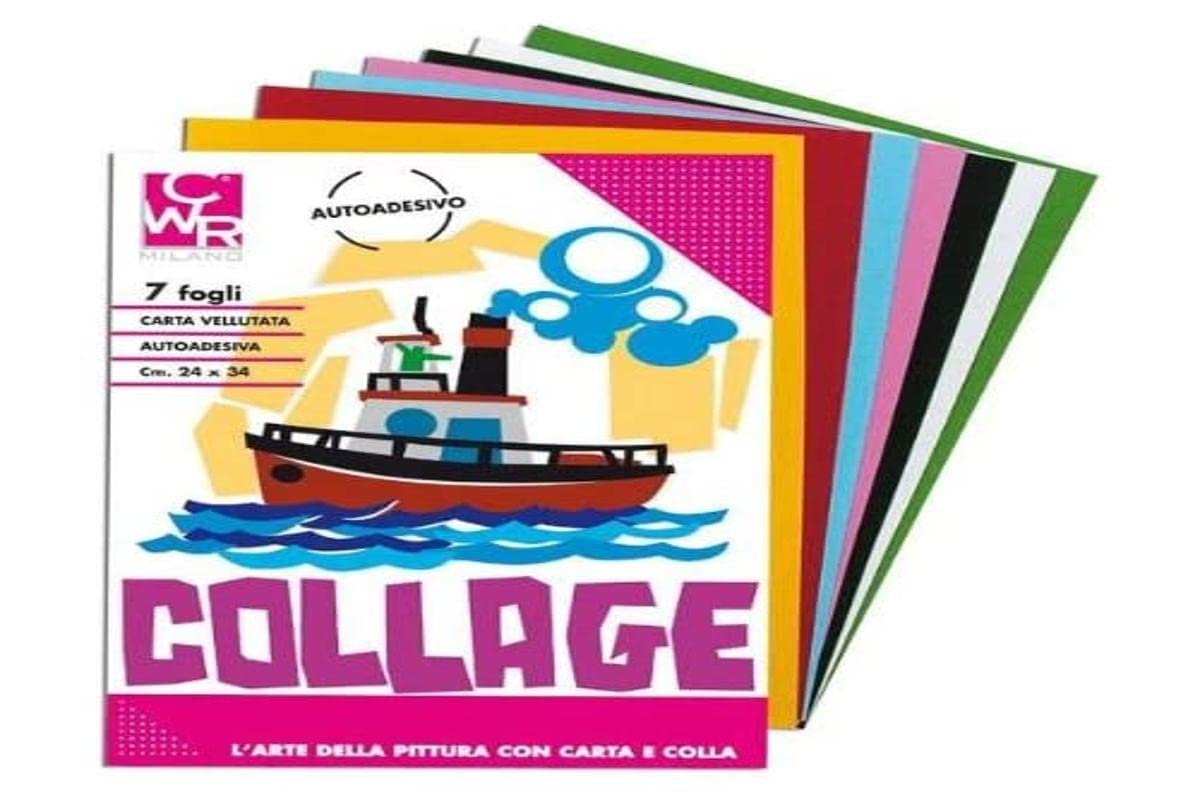 CWR 701/7 Carta Vellutata Adesiva, album 7 fogli, colori assortiti