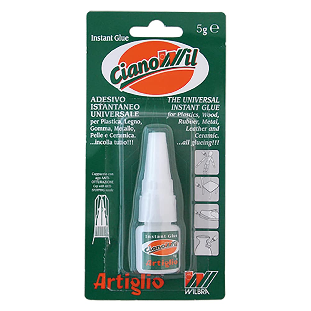 Adesivo Cianocrilato 'Artiglio Cianowil' Incollaggio Immediato Ad Azione Istantanea. Indicato Per Pelli, Metallo, Legno, Plastica E Ceramica. Non Indicato Per Polietilene, Ptfe, Teflon. Tubetto Con Cappuccio Anti Otturazione.