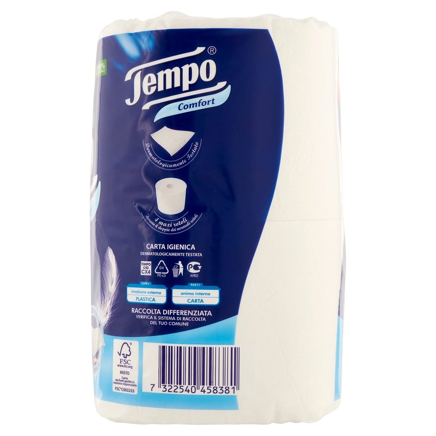 Tempo Carta Igienica Comfort, Morbida e Resistente, 20 Maxi Rotoli