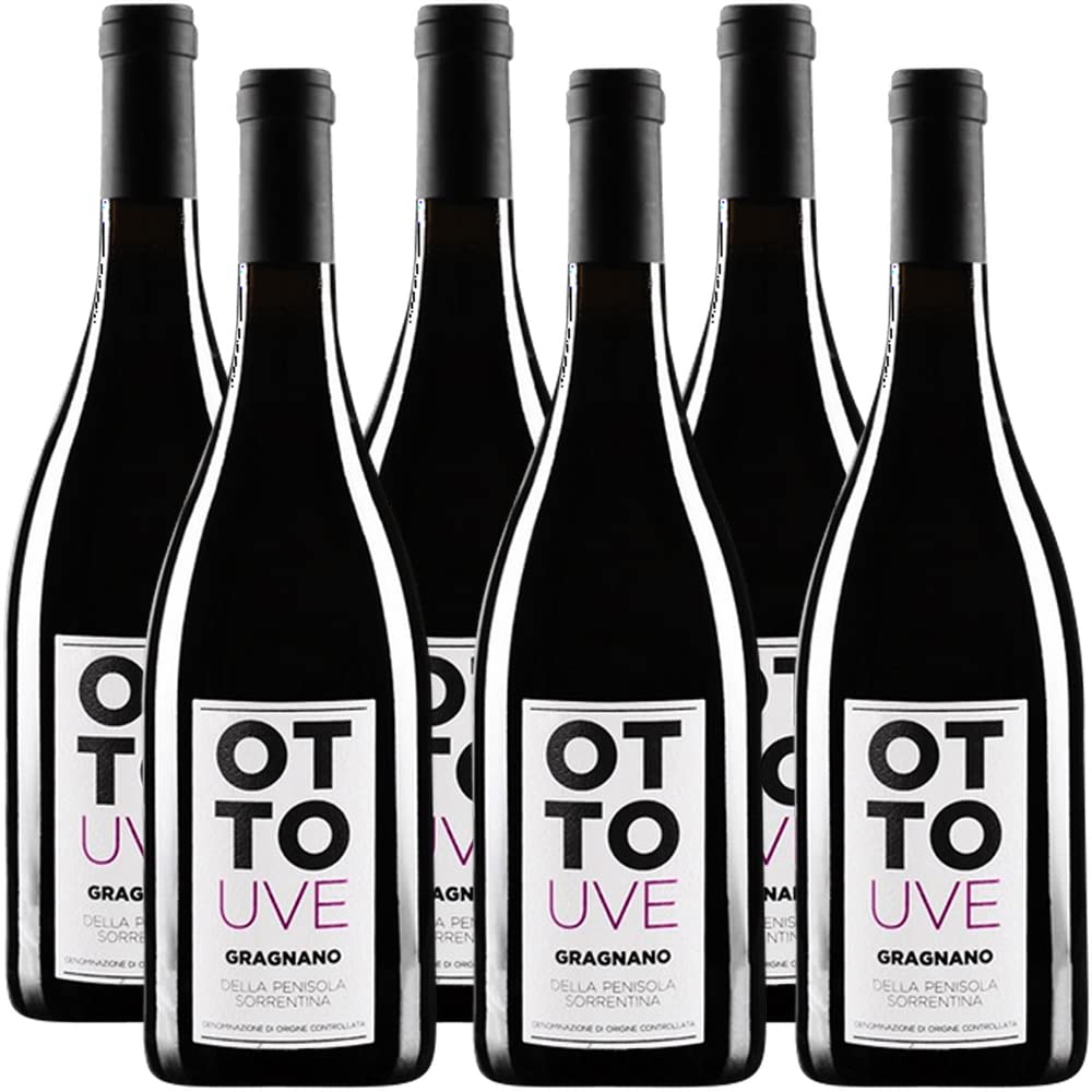 Ottouve Gragnano Penisola Sorrentina Doc | Martusciello | Vino Rosso Frizzante | 6 Bottiglie 75 Cl | Campania | Idea Regalo
