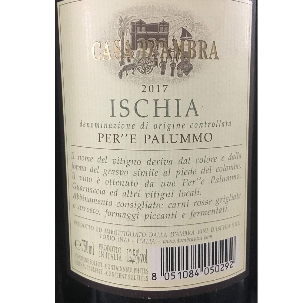Ischia Per''E Palummo Casa d'Ambra | Vino Rosso dell'Isola di Ischia | Confezione 6 bottiglie da 75 cl | Idea Regalo