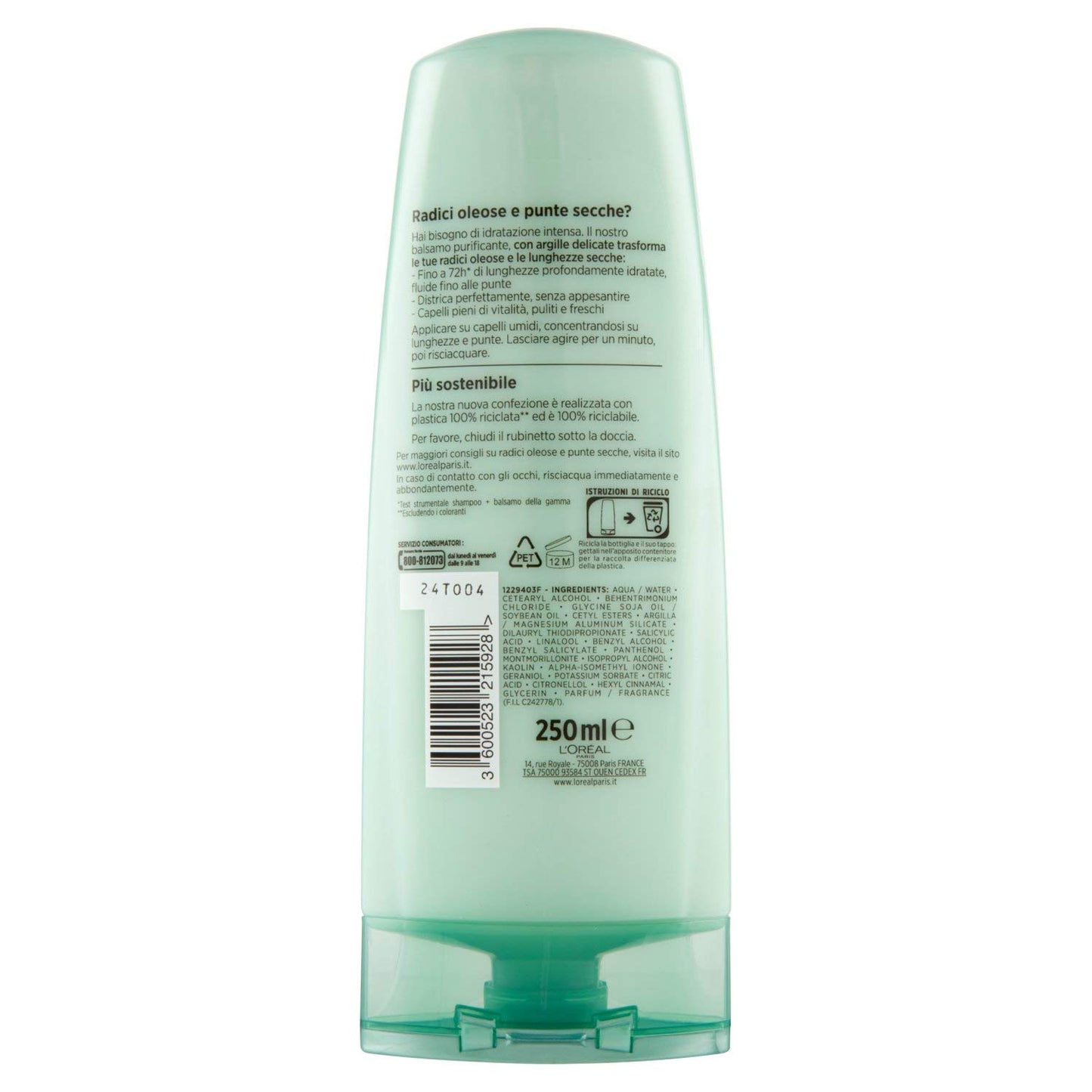 L'Oréal Paris Elvive Argilla Straordinaria Balsamo Idratante per Capelli Normali, 250 ml