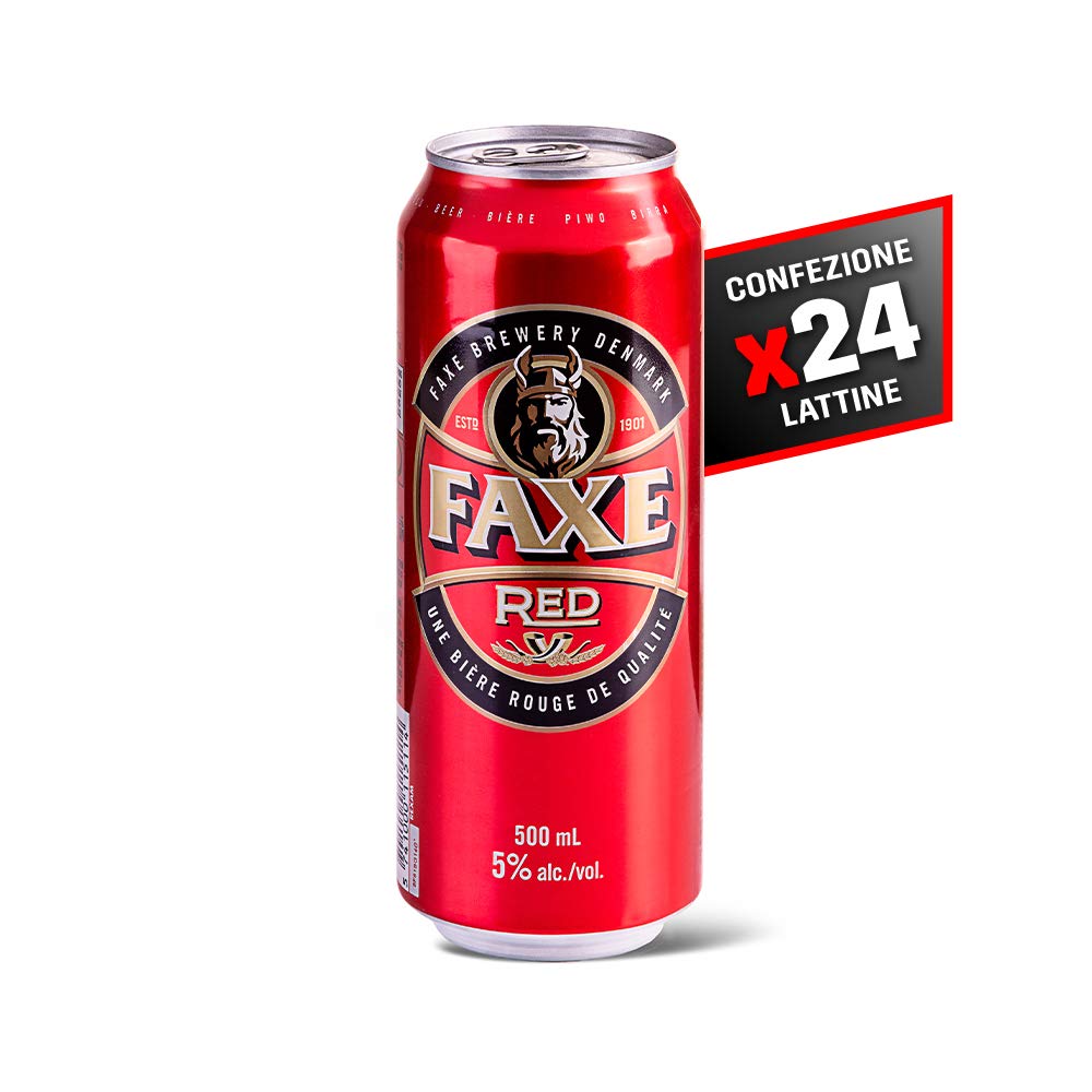Faxe Red - Birra Rossa - Ale Premium a Bassa Fermentazione - Cartone 24 Lattine da 50 cl