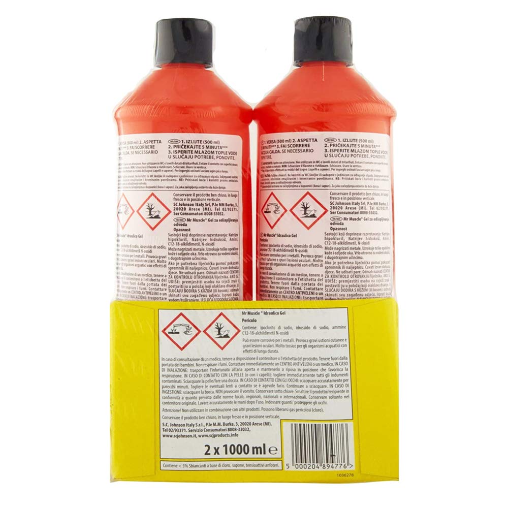 Mr Muscle Idraulico Gel Confezione Doppia, 2 bottiglie da 1000 ml
