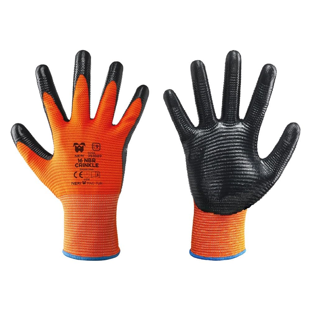 GUANTI FILO CONTINUO ART.16 NBR CRINKLE Tg. 9 - DP.1067594 - Polsini elasticizzati in maglia, dorso aerato. A filo contin