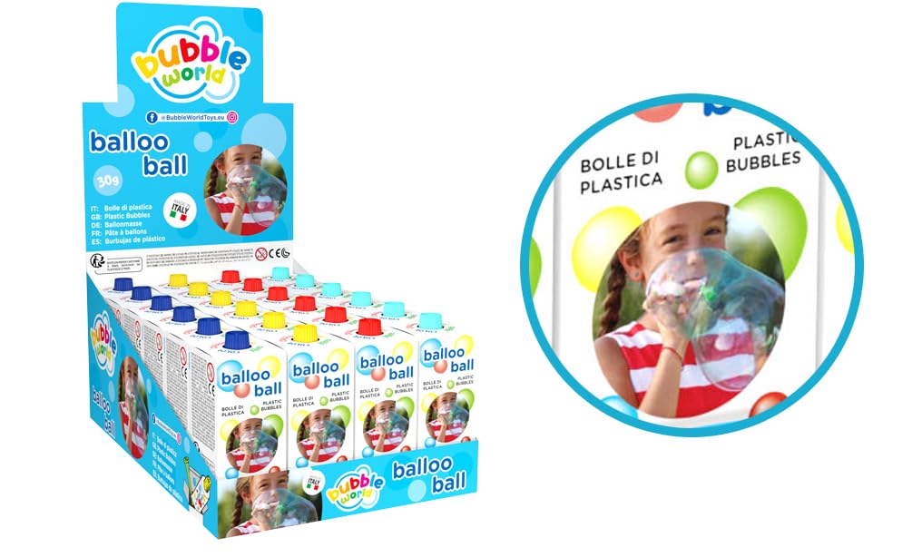Dulcop Balloo Ball-Espositore da 24 Pezzi Bolle di Sapone, Multicolore, 8007315100007