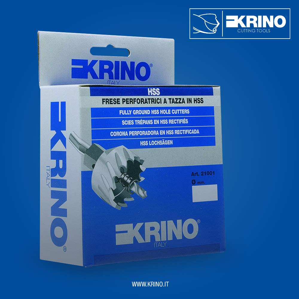 KRINO 2100102200-Fresa Perforatrice a Tazza in HSS-G-Ø Acciaio, 22 mm