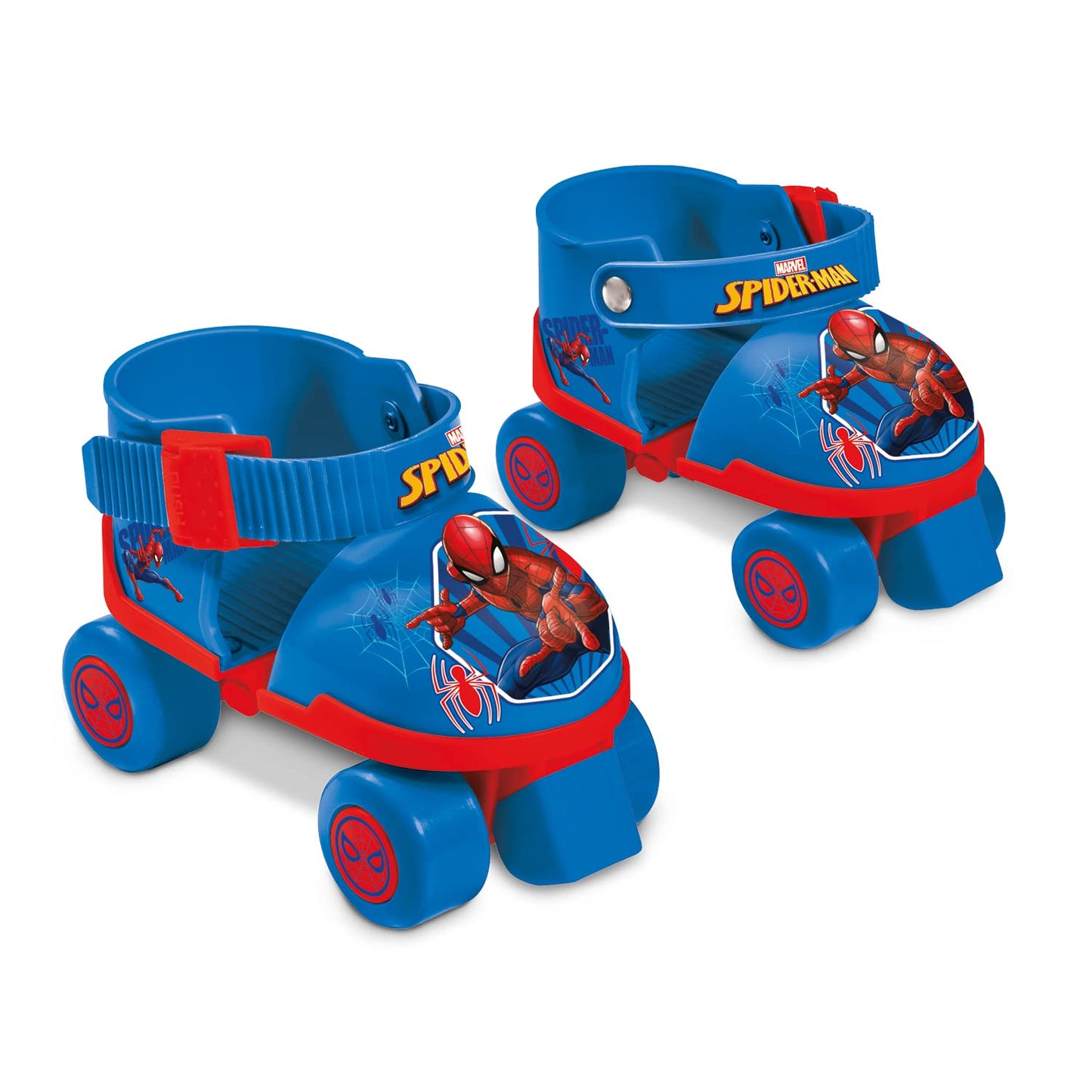 Mondo Toys - pattini a rotelle regolabili Spiderman Marvel per bambini - Taglia dal 22 al 29 - set completo di borsa trasparente, gomitiere e ginocchiere - 18390