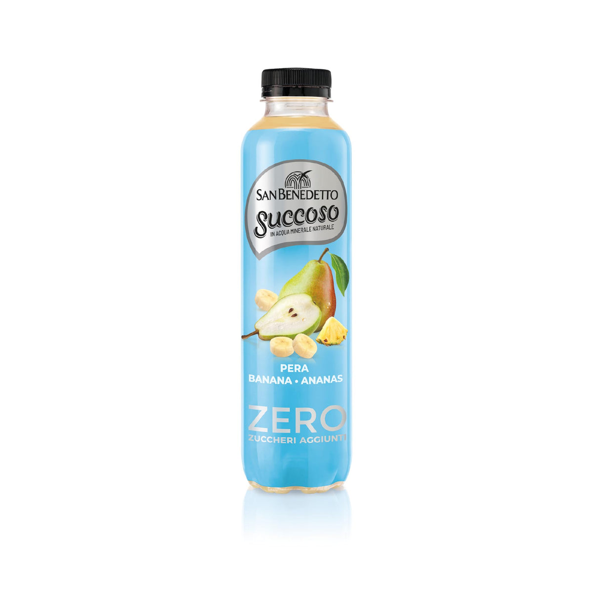 San Benedetto, Succoso Zero alla Pera, Banana e Ananas, 400 ml Bevanda Leggera e Dissetante in Acqua Minerale Naturale, Senza Zuccheri, Conservanti Coloranti e Glutine