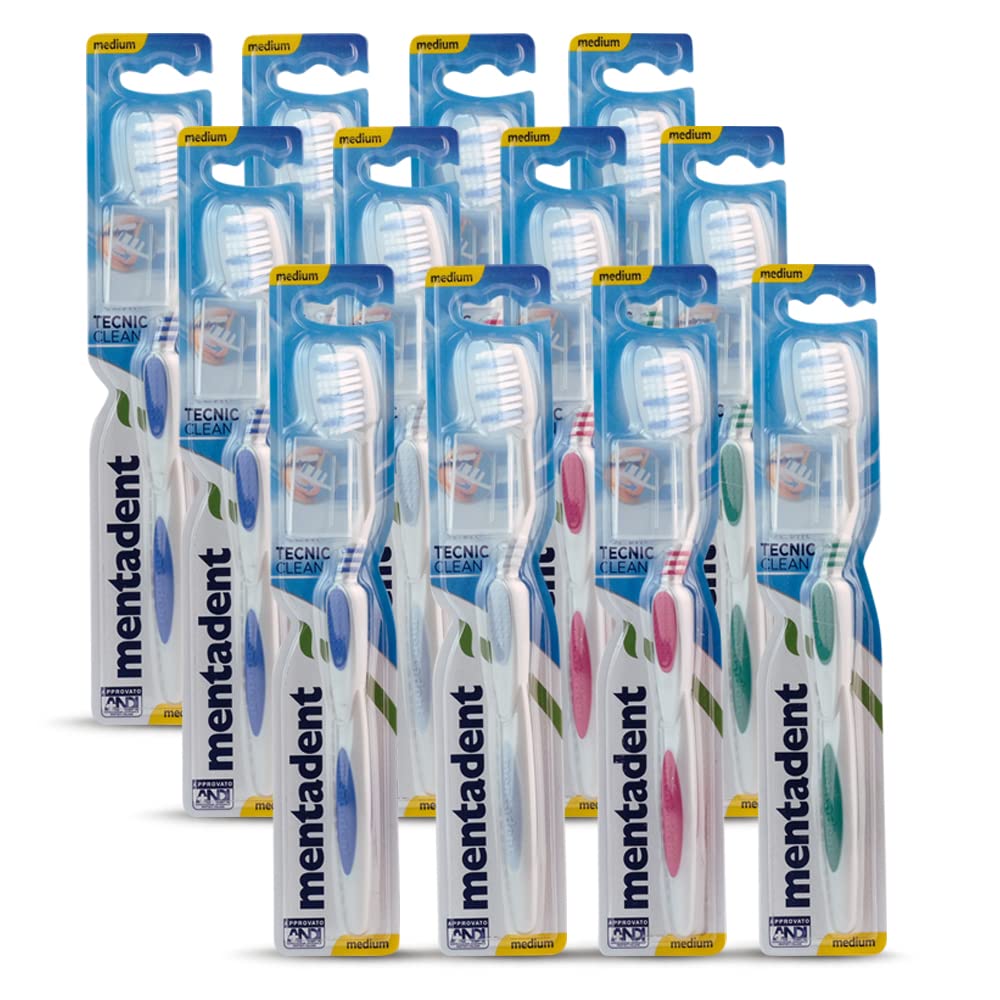 12 x MENTADENT Spazzolino Denti Tecnic Clean Medio