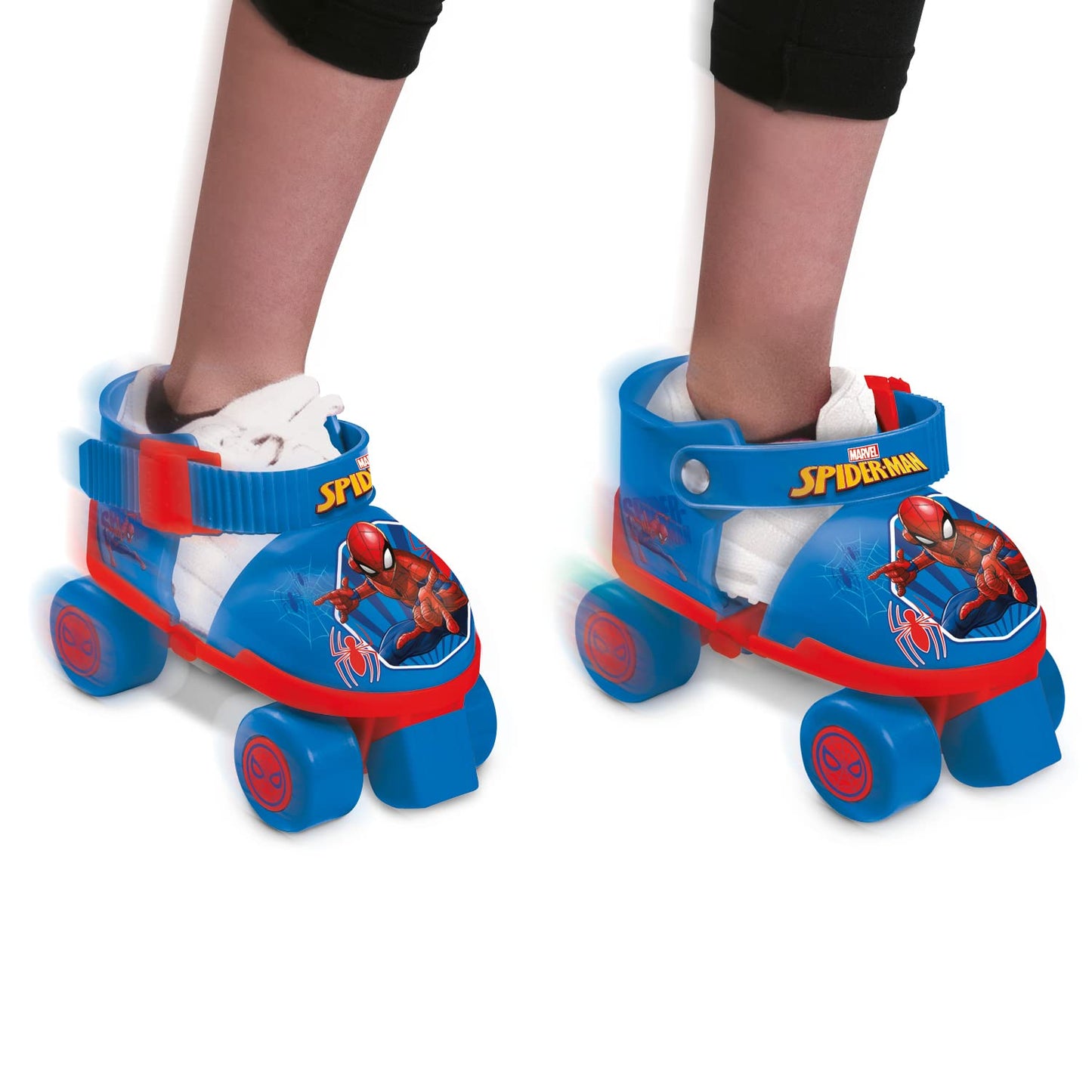 Mondo Toys - pattini a rotelle regolabili Spiderman Marvel per bambini - Taglia dal 22 al 29 - set completo di borsa trasparente, gomitiere e ginocchiere - 18390