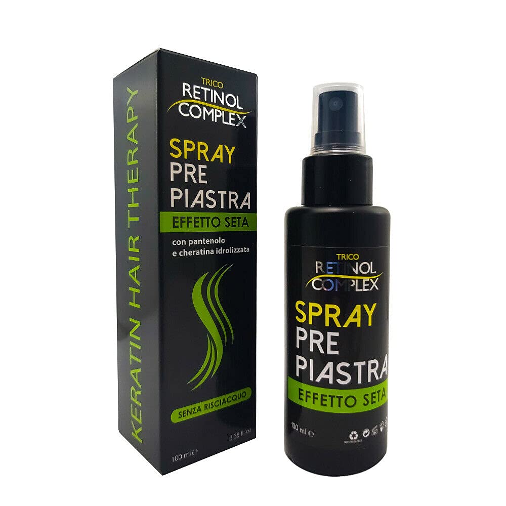 Trico Retinol Spray Protettivo Pre Piastra con Pantenolo e Cheratina Idrolizzata - 100 ml - Ideale per Capelli Lisci e Lucenti