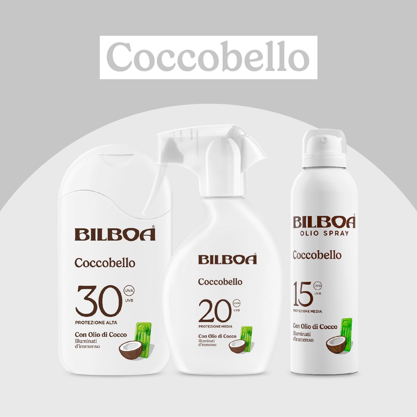 Bilboa Coccobello Latte Solare SPF 15, con Olio di Cocco, Illuminati d’Immenso, Resistente all'Acqua, 200 ml