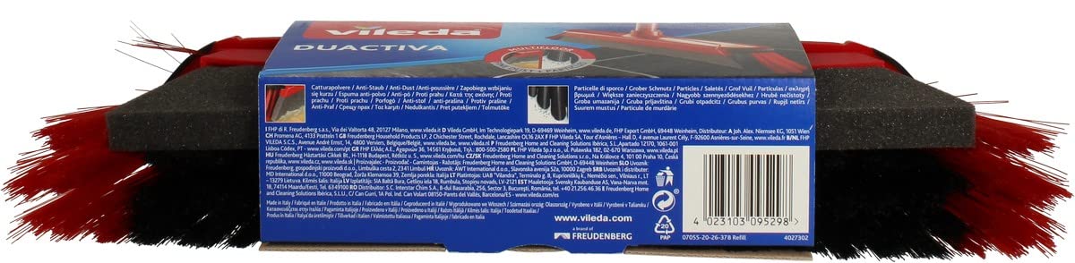 Vileda Duactiva - Scopa Elettrostatica, per Interni, con Due Tipi di Setole, con Bordo Paracolpi, 10.5 x 35 x 6 cm, 299 g