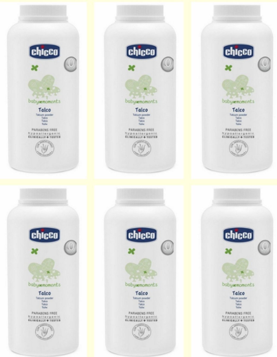 6 X Polvere di Talco Chicco Baby Moments Per la cura di Bambini e neonati