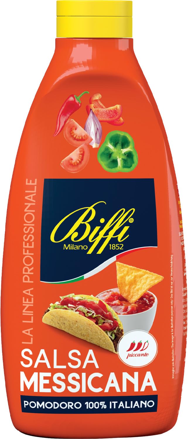 Biffi Salsa Messicana piccante, con Pomodoro e Cipolla, flacone da 900g