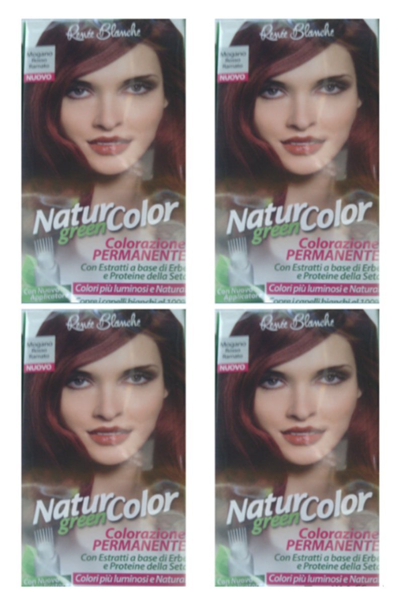 4 X NATUR COLOR GREEN RENEE BLANCHE COLORAZIONE PERMANENTE MOGANO ROSSO RAMATO
