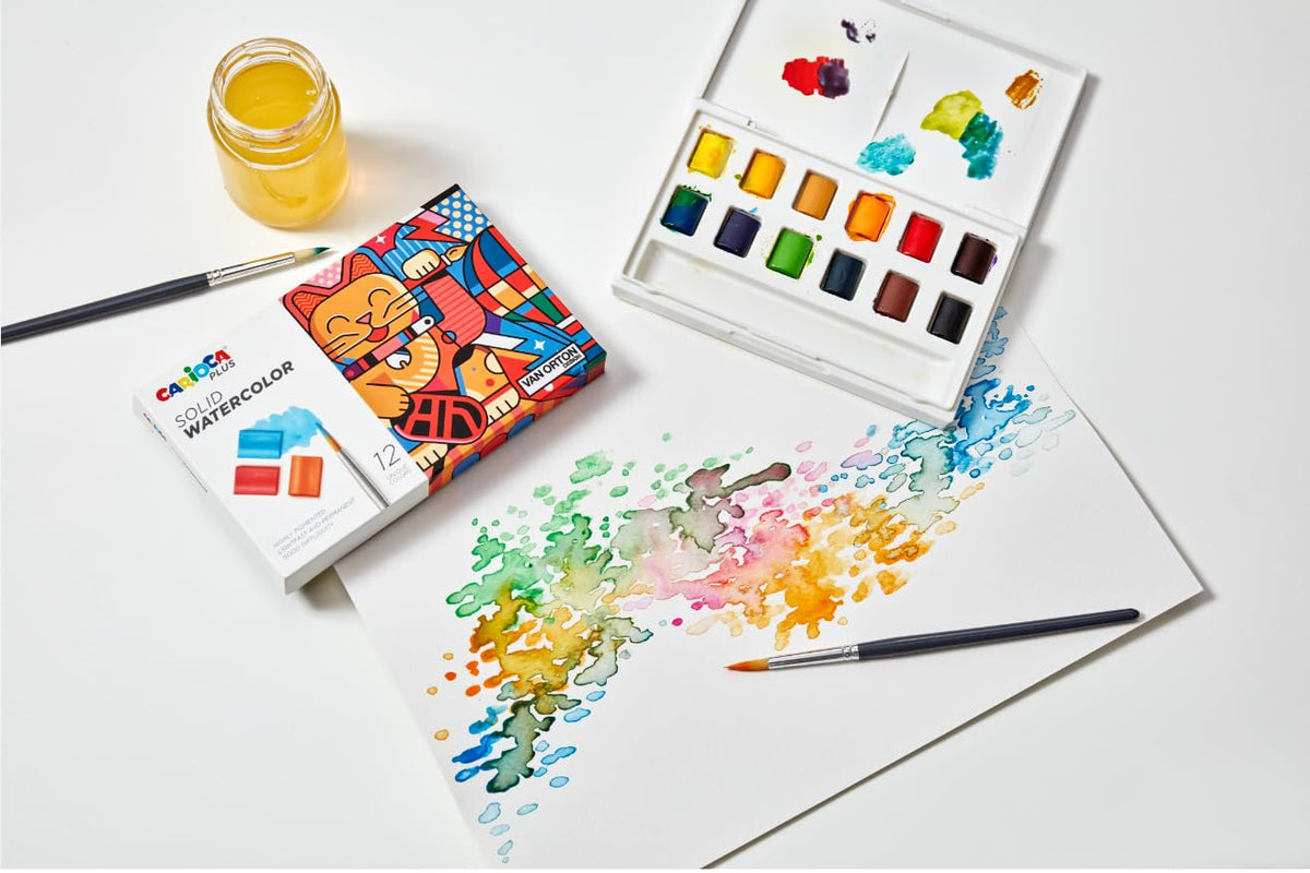 CARIOCA Plus I Solid Watercolor I Acquerelli solidi a grana fine e ad alta coprenza I Astuccio da 12 acquerelli