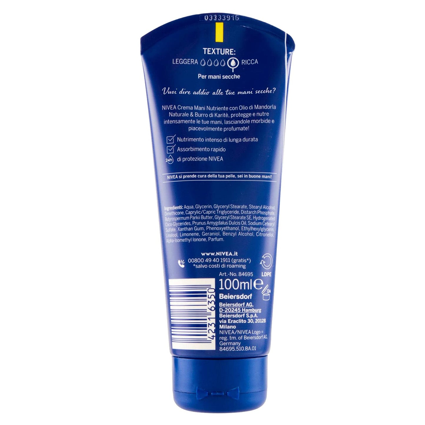 Nivea Crema Mani Nutriente Vellutante con Olio di Mandorla - 100 ml