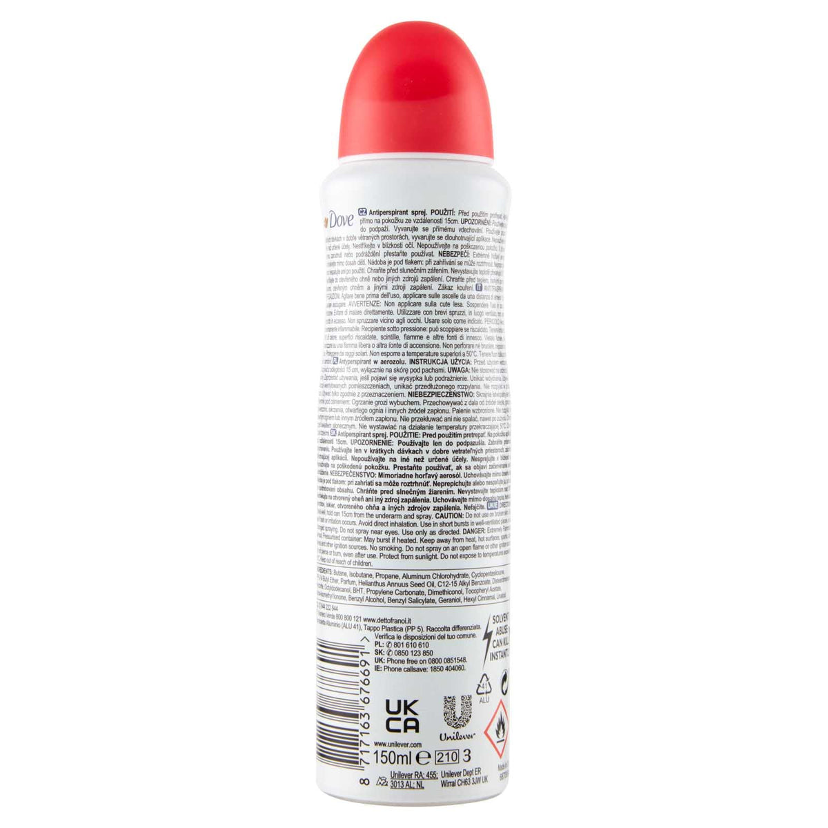 3x Dove Deodorante Go Fresh Mela e Tè Bianco 0% Alcol Anti-Traspirante - 3 Deodoranti Spray da 150ml