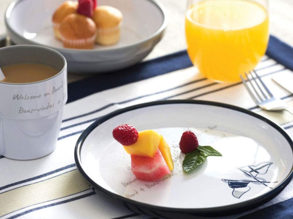 Marine Business Sea Piatto da Dessert, Melamina, Blu Navy, Grigio e Bianco, 21 x 21 x 2.5 cm, 6 Pezzi