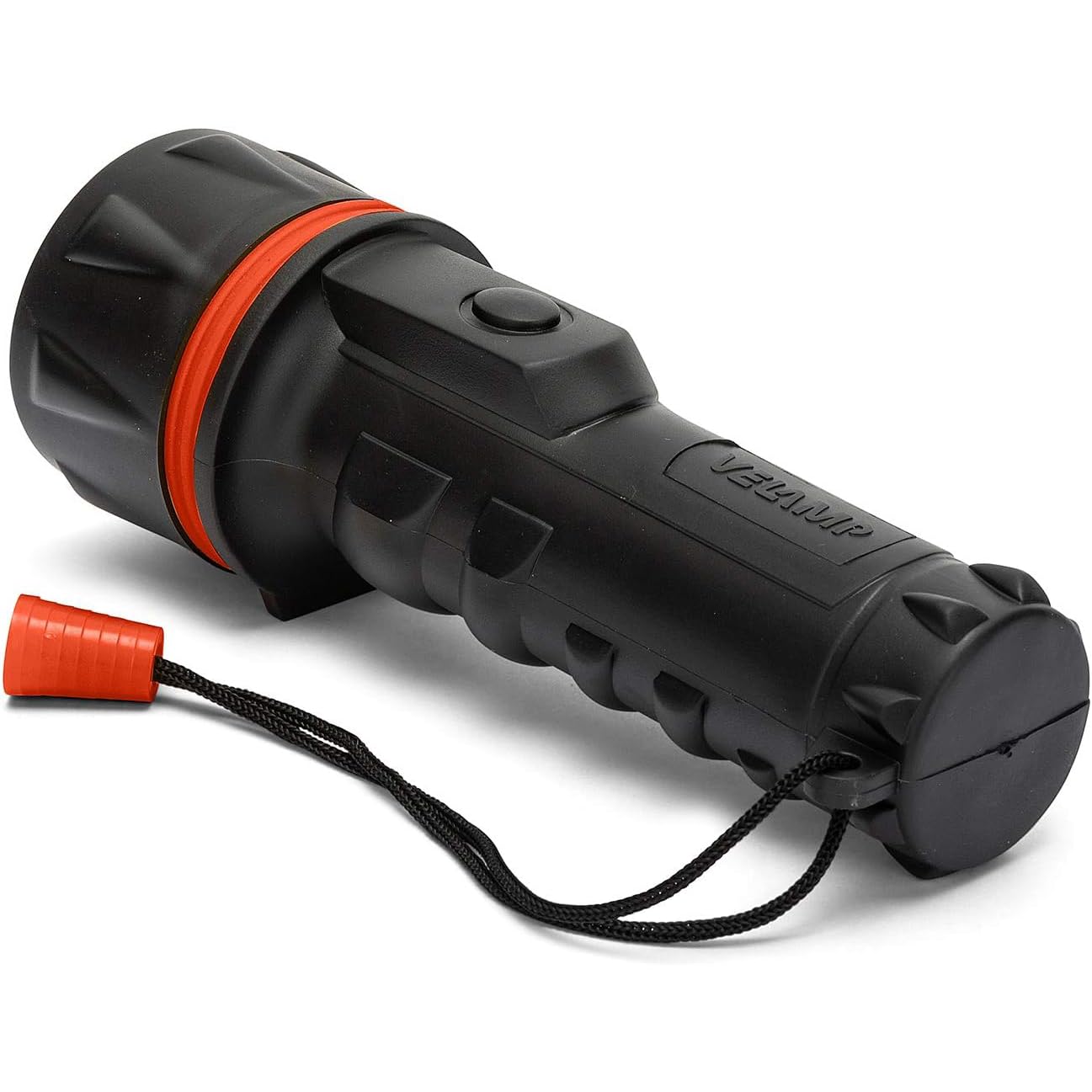 Velamp Torcia LED impermeabile - Impugnatura antiscivolo e laccetto – Alta potenza e resistenza - Per uso esterno ed emergenze - 2 batterie tipo D