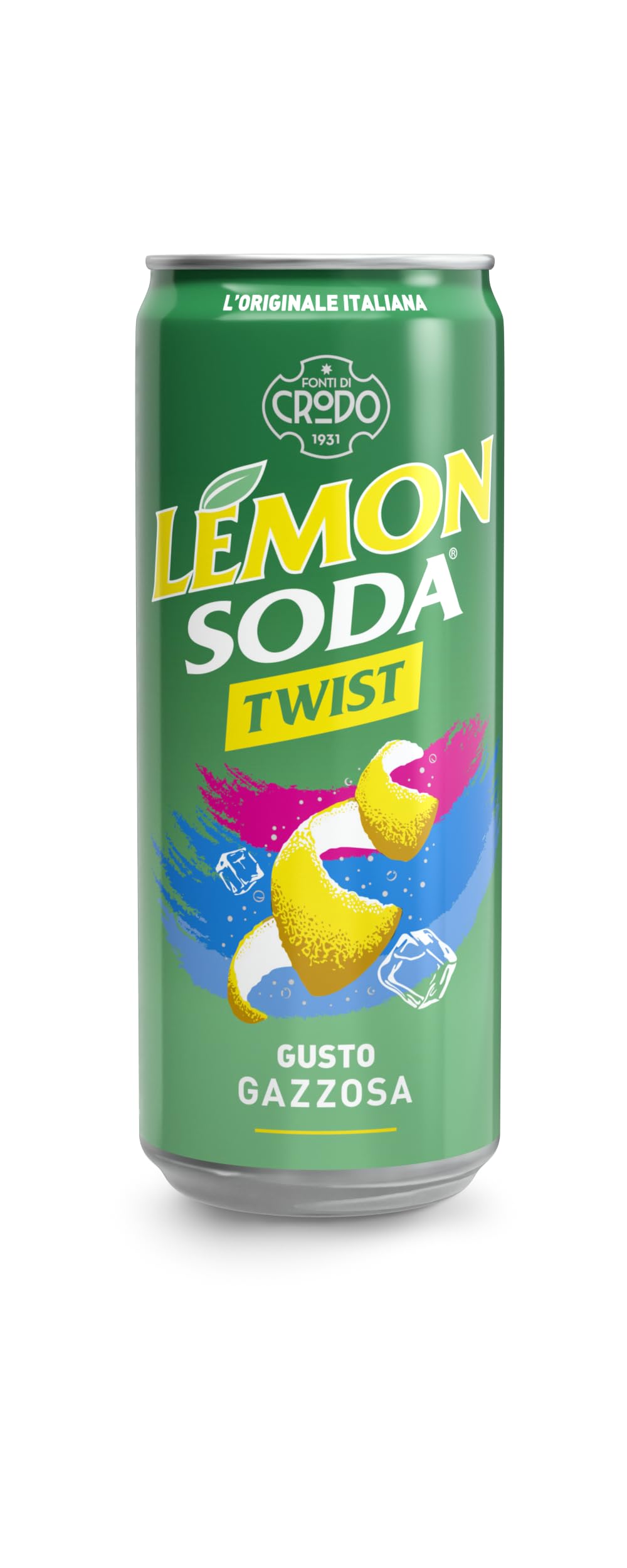 Lemonsoda | Twist Lime, Bevanda Gassata al Gusto Gazzosa, 24 Lattine da 33 cl, Senza Zuccheri, Rinfrescante, Senza coloranti e Conservanti