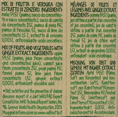 Valfrutta Mix di Frutta e Verdura, a Base di Pera, Finocchio e Zenzero - 6000 ml