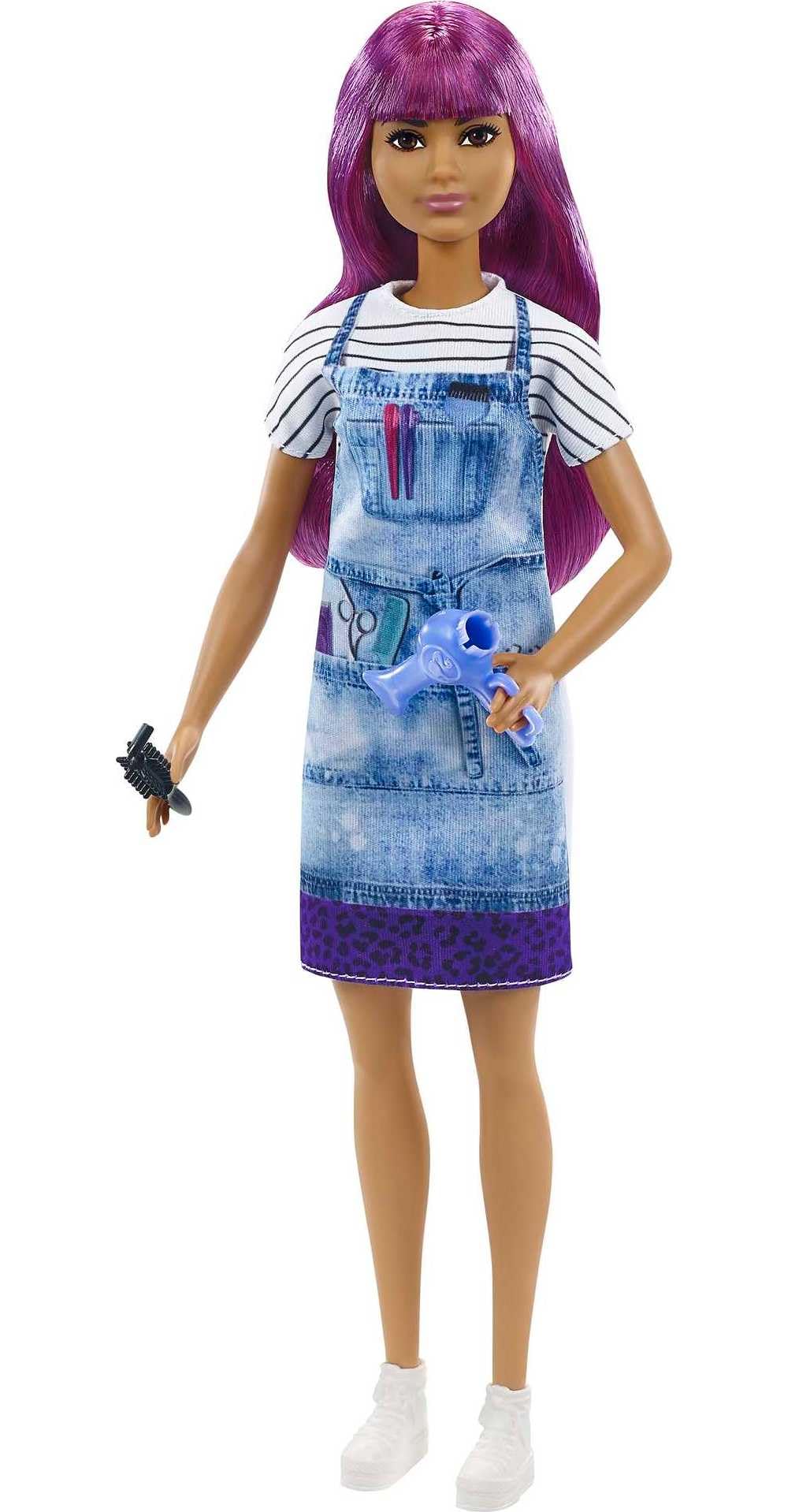 Barbie Bambola Parrucchiera con Capelli Viola e Tanti Accessori, Giocattolo per Bambini 3+Anni, GTW36