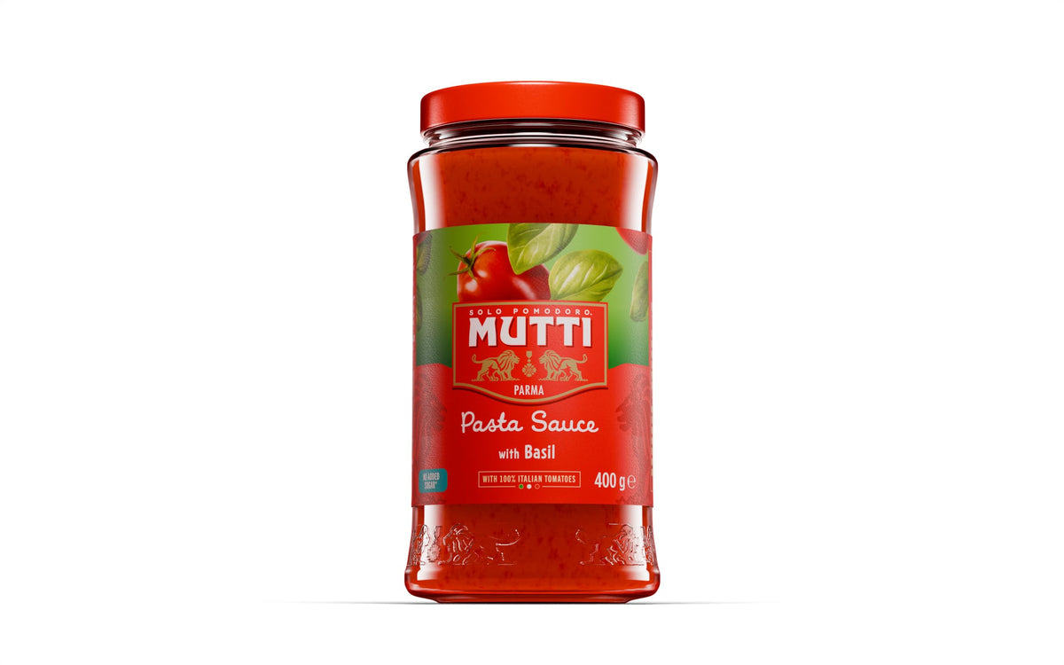 MUTTI - Sugo con Basilico Genovese DOP e pomodoro Rossoro, 400g, Confezione da 6 unità