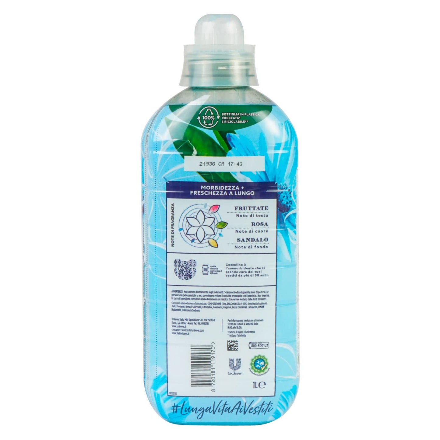5x Coccolino Aria di Primavera Ammorbidente Concentrato Morbidezza e Freschezza a Lungo 200 Lavaggi Totali - 5 Flaconi da 1 Litro Ognuno