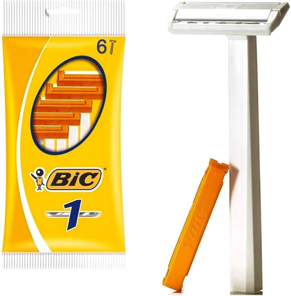 BIC Rasoiò Barba Monolama 6Pz, Plastica, Classico, Uomini, Uomo, Maschio, 6 unità