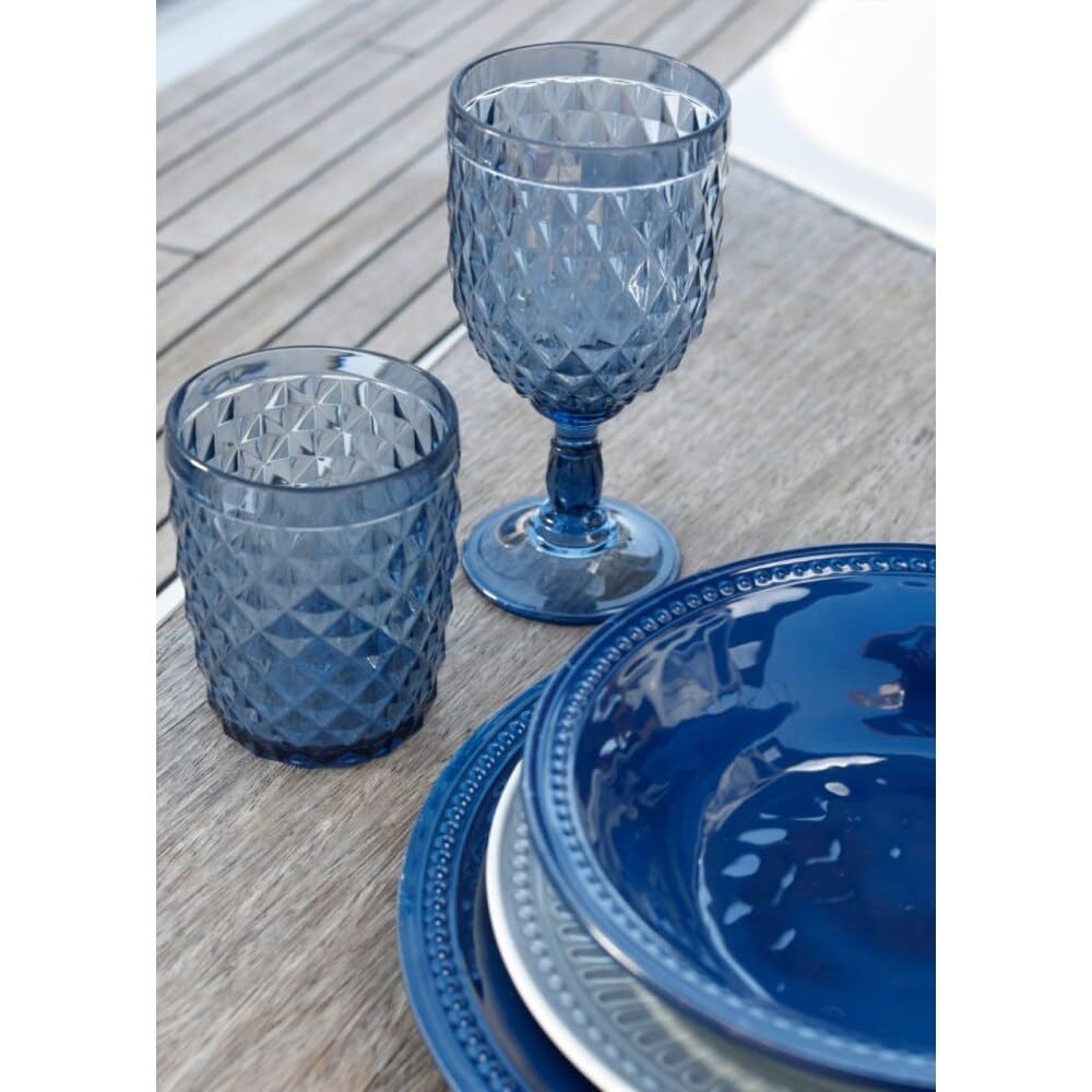 Overstock Blue Melamine Harmony Collection - Set di 6 piatti piani