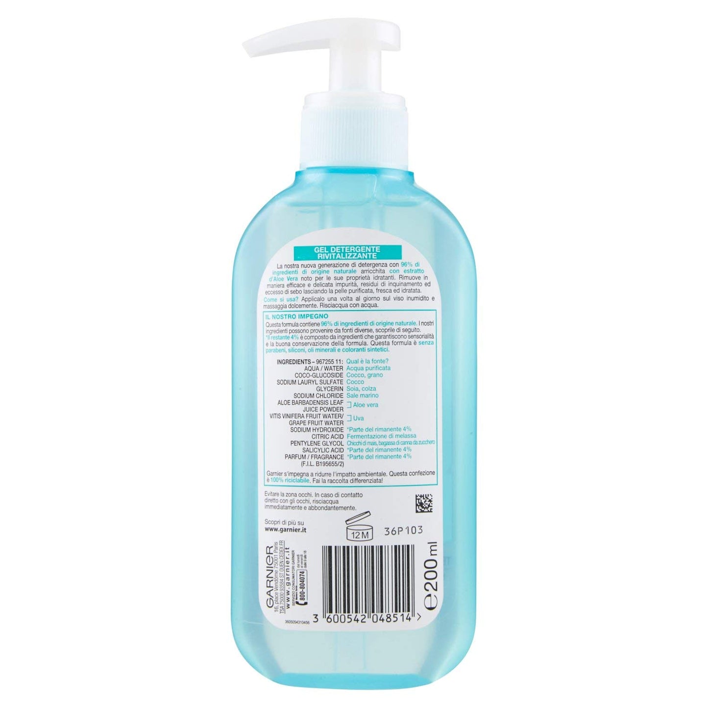 Garnier Skinactive - Gel Detergente Rivitalizzante Con Aloe Vera - 200 ml