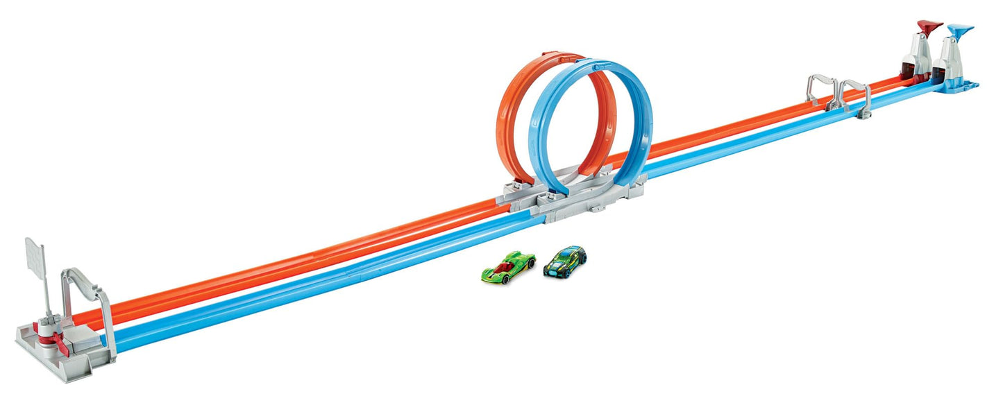 Hot-Wheels Pista Playset Sfida a Doppio Giro Mortale, con 2 Macchinine, Giocattolo per Bambini 4 + Anni, GFH85