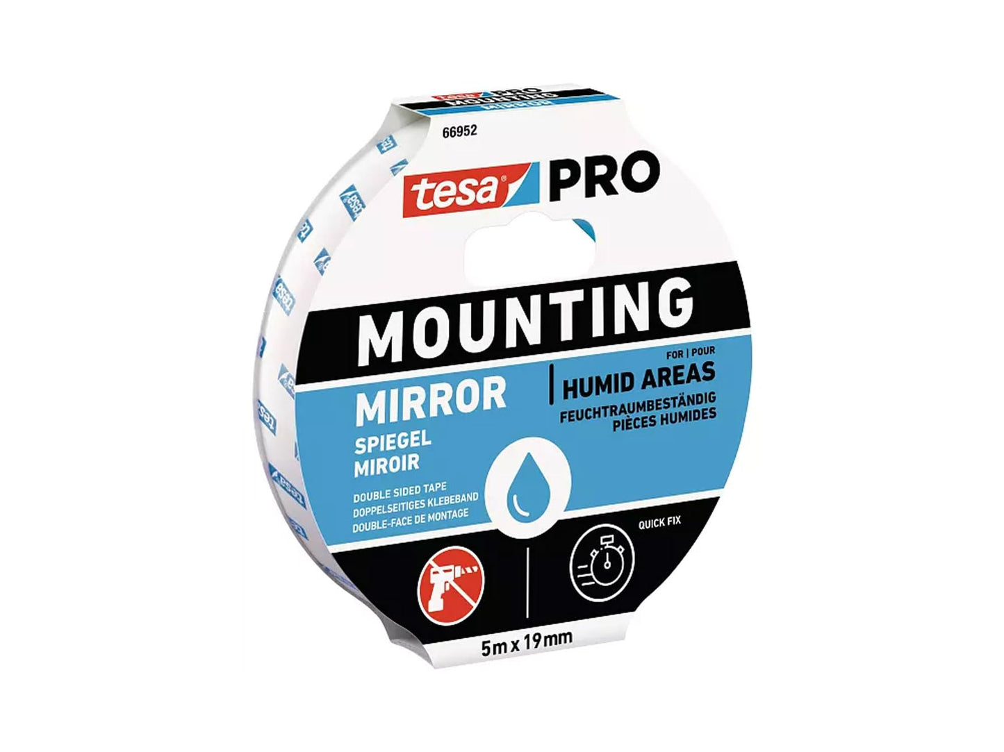 tesa-tape 04952 – 00546 – 05 – nastro adesivo per il fissaggio di specchi 4952 – 05 m x 19 mm, BCO