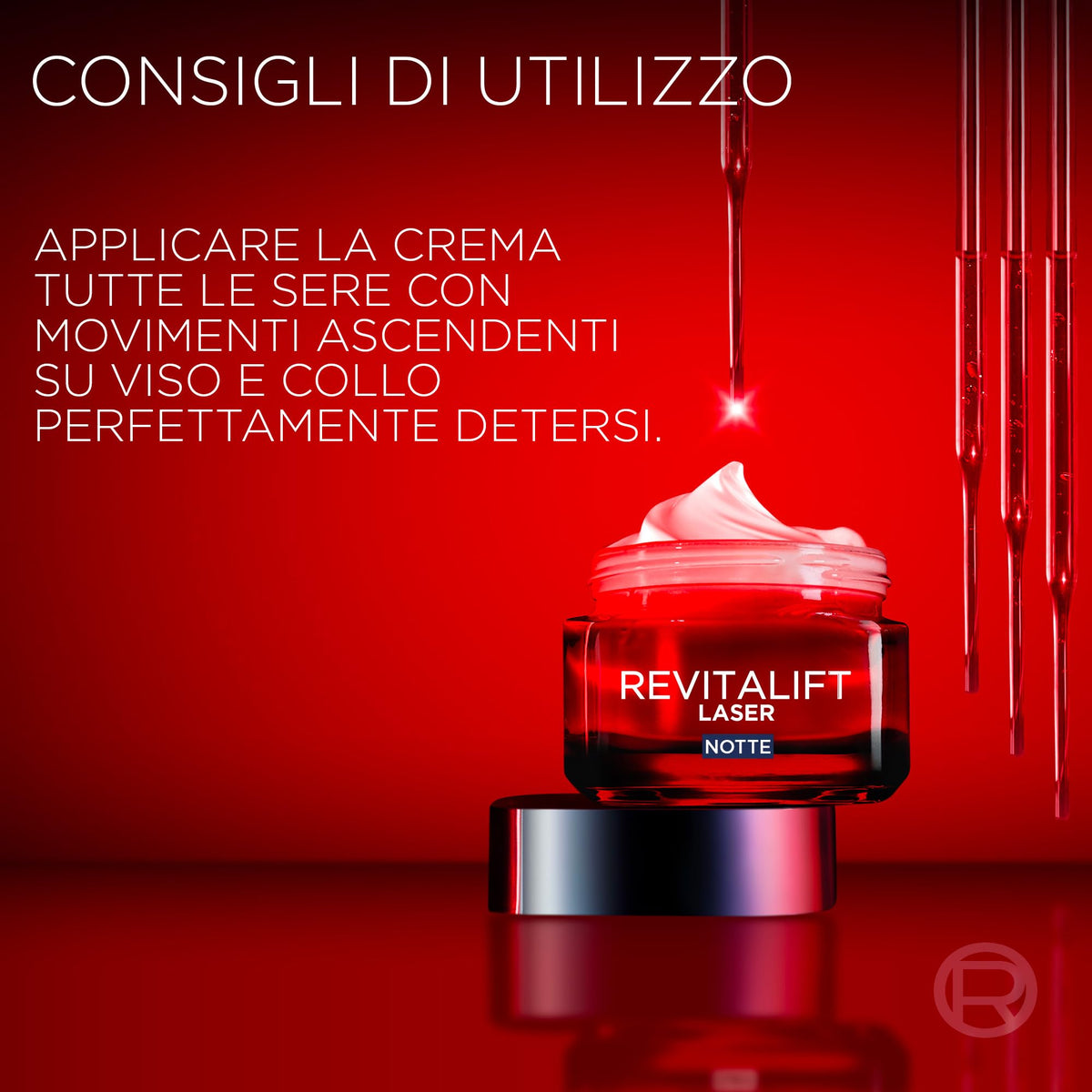 L'Oréal Paris Crema Viso Notte Revitalift Laser, Per Tutti i Tipi di Pelle, Azione Antirughe e Anti-Età, Pelle più Soda e Tonica, Con Acido Ialuronico, Vitamina C e Pro-Retinolo, 50 ml