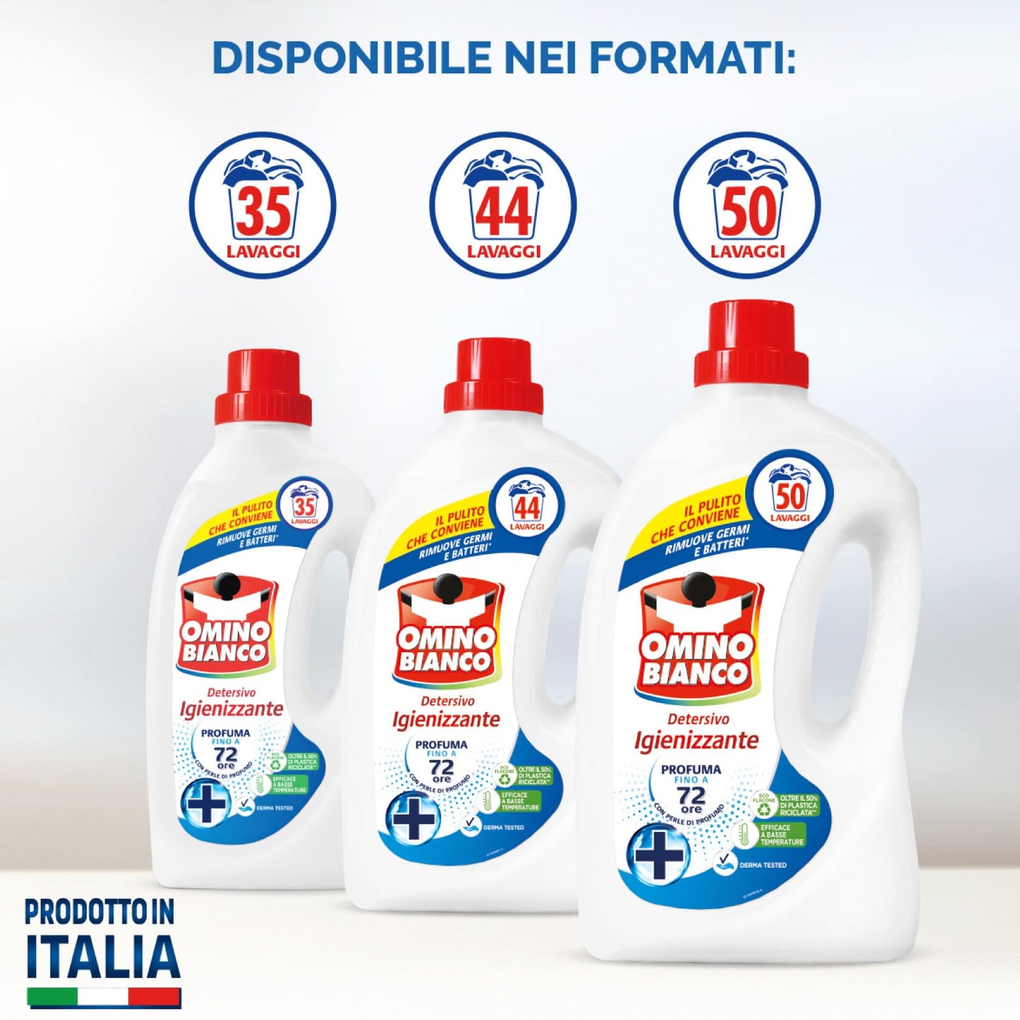 Omino Bianco - Detersivo Lavatrice Igienizzante Liquido, Igienizza i Capi e Rimuove Germi e Batteri, 35 Lavaggi, 1400 ml x 4 Flaconi