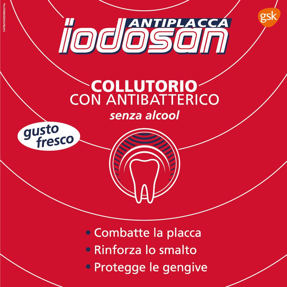 Iodosan Antiplacca, Collutorio con Antibatterico, combatte la Placca e protegge le Gengive, senza Alcool, Pacco da 8 x 500ml