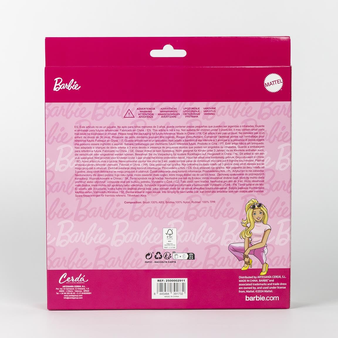 CERDÁ LIFE'S LITTLE MOMENTS - Set di bellezza di Barbie - Rosa - Set completo - Include spazzola per capelli, 2 codini per capelli e custodia - Prodotto originale