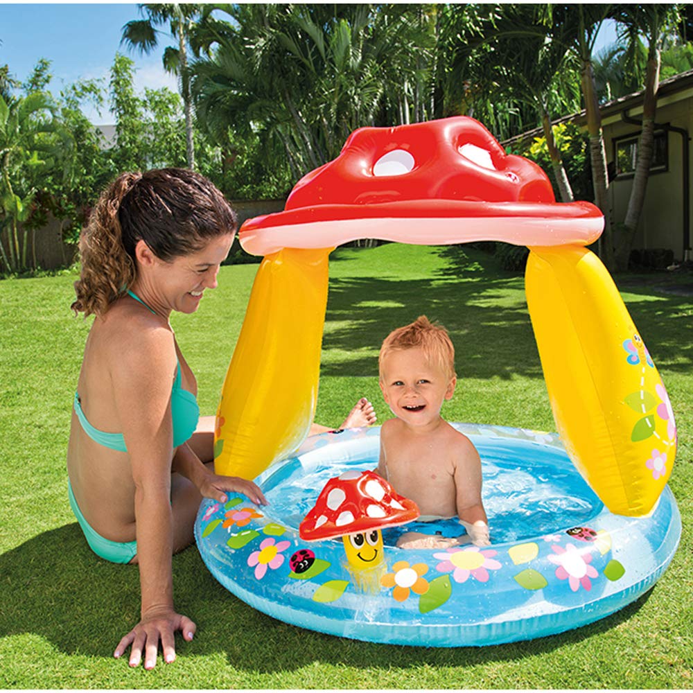 Intex 57114 - Piscina Baby Fungo, 102 x 89 cm, Blu/Rosso