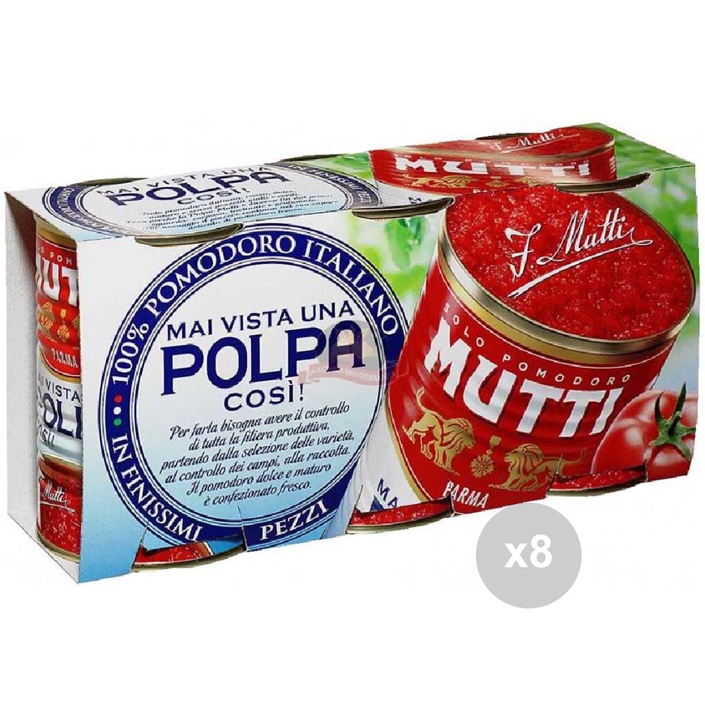 Mutti Set 8 Polpa di pomodoro in lattina 400x3 condimento per pasta